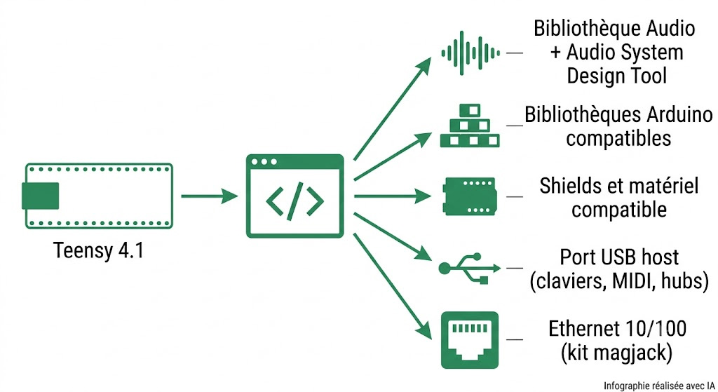 Écosystème de la Teensy 4.1 : Arduino IDE, Teensyduino, bibliothèques et matériel compatible