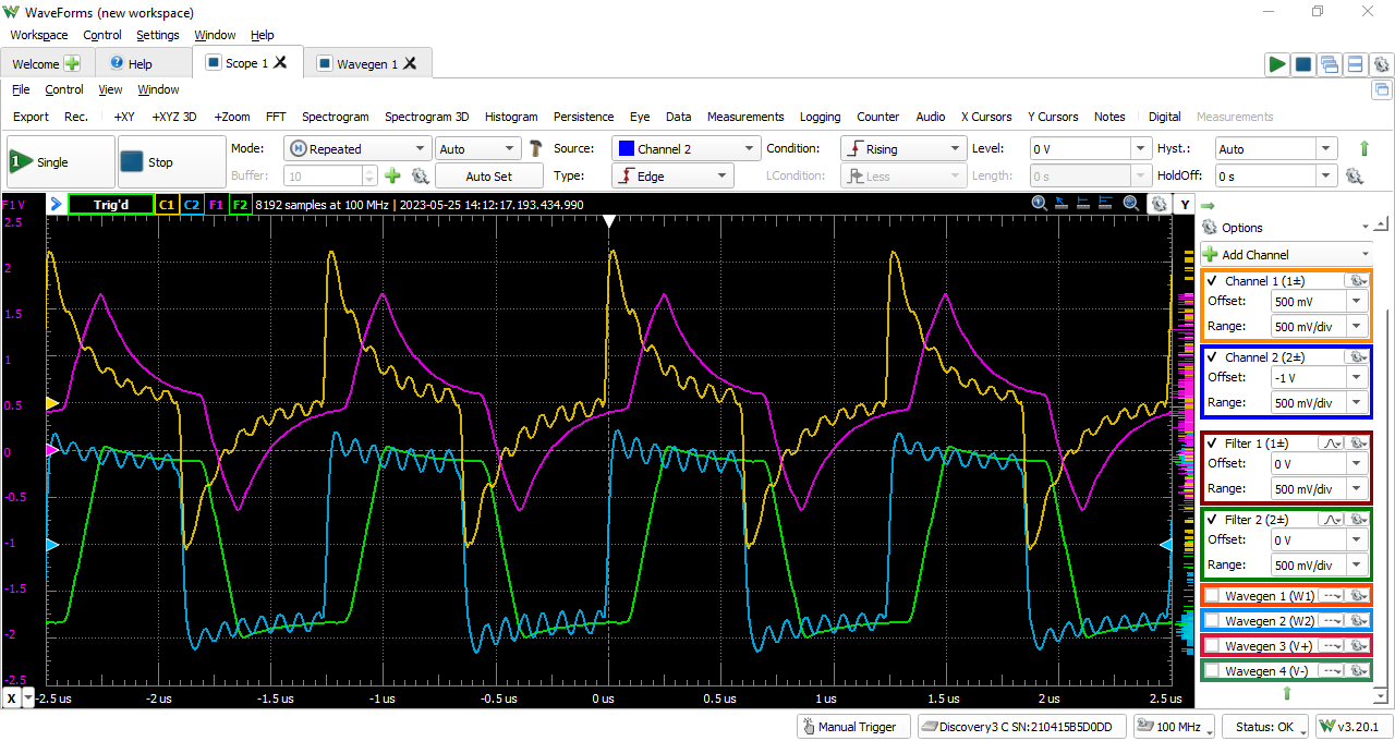 La fonction oscilloscope de l'AD3