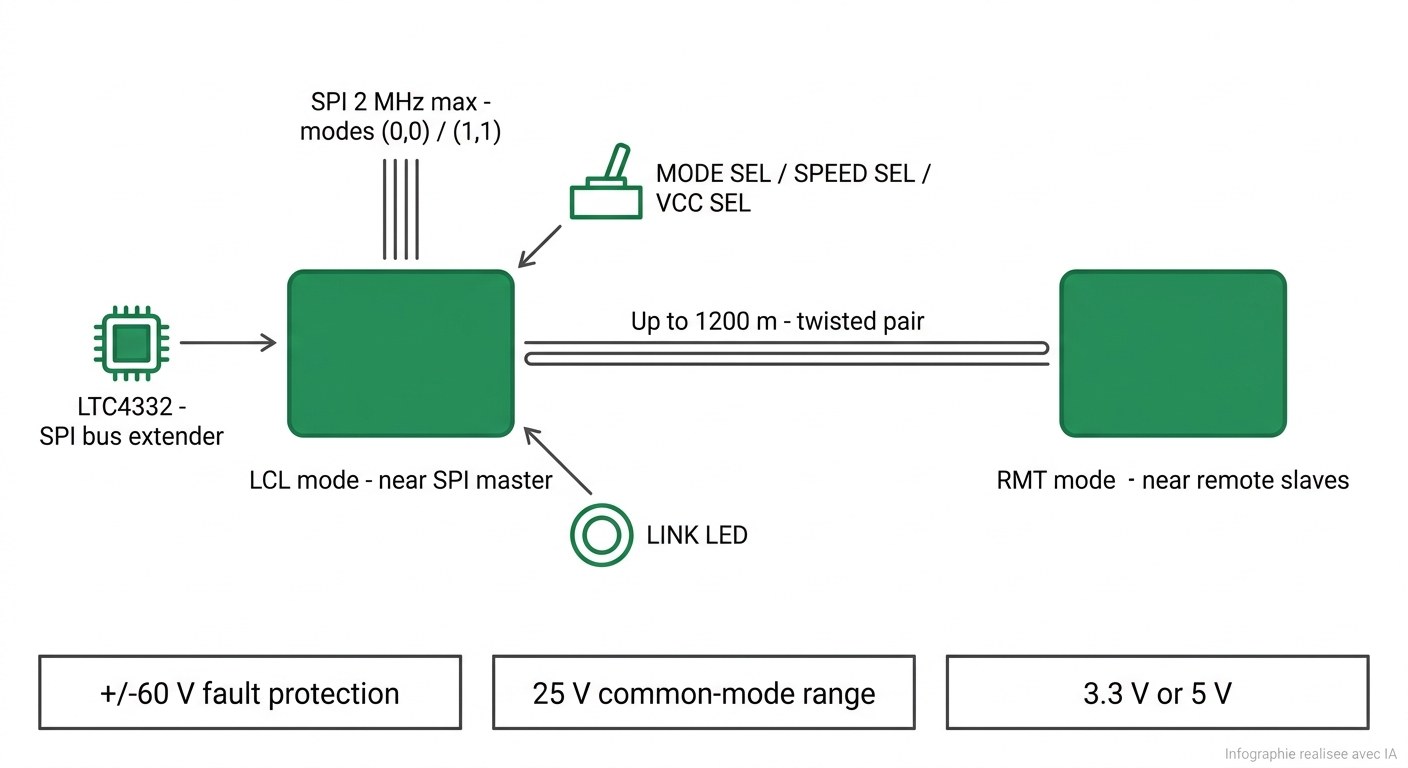 Spécifications visuelles du module SPI Extend Click MIKROE-4184