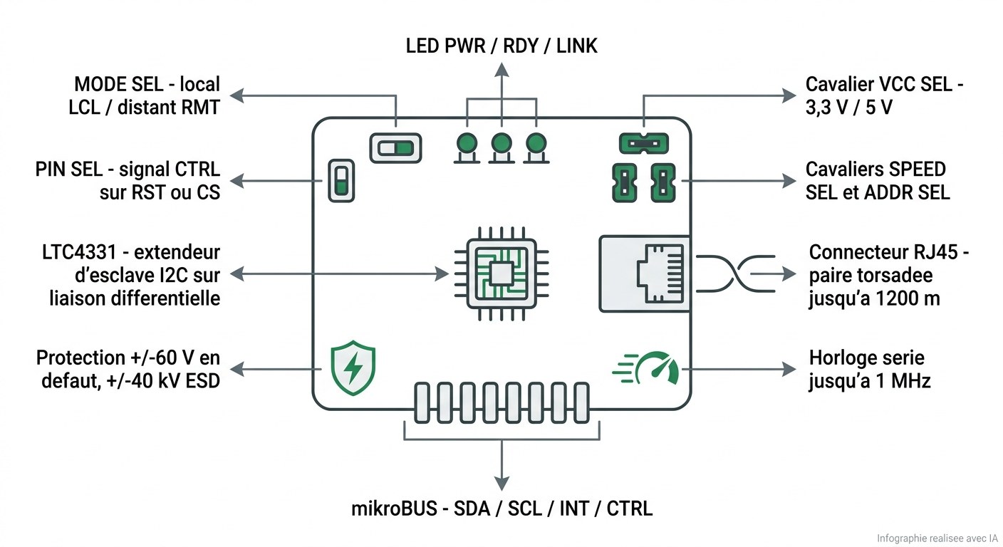Spécifications du I2C Extend Click MIKROE-4207 avec extendeur LTC4331