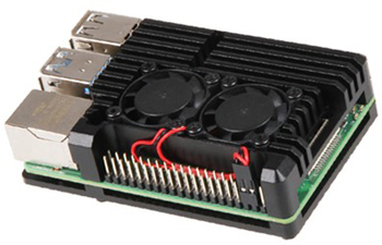 Boîtier dissipateur ventilé RB-AlucaseP4+07Fan pour Raspberry Pi 4