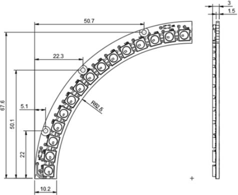 Dimensions du bargraphe Kitronik 35133