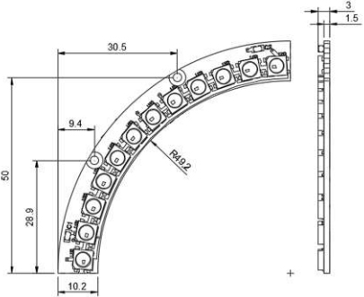 Dimensions du bargraphe Kitronik 35134