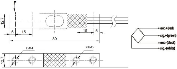 Dimension du capteur de force 10Kg L2-0002