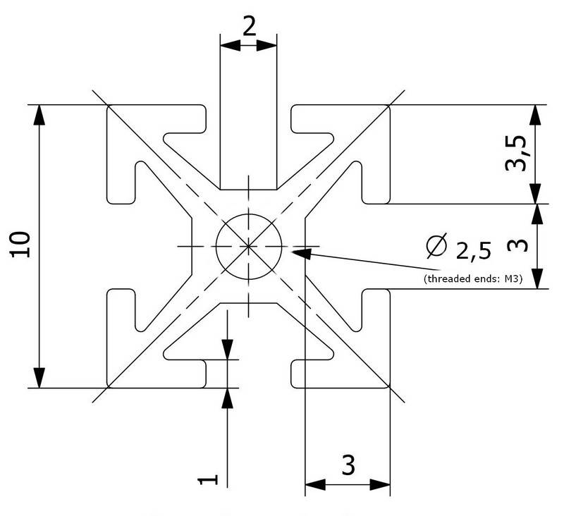 Dimensions des profilés de la gamme MakerBeam