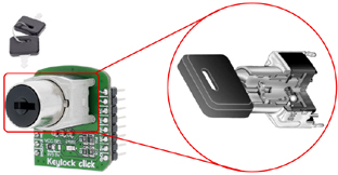 Détail de la serrure utilisée sur le module Keylock Click