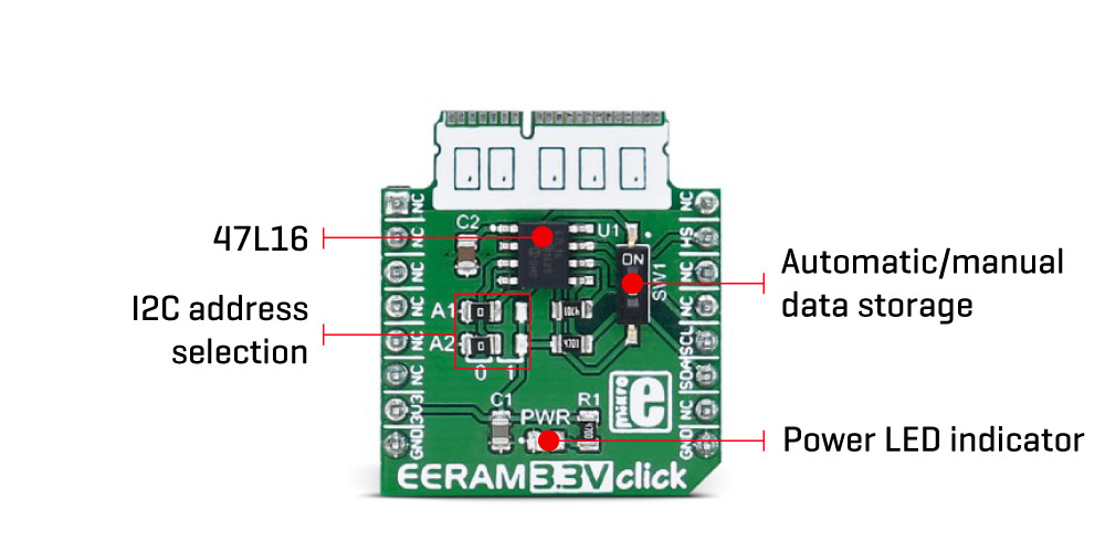 Détail du module MIKROE-2728 ERRAM 3.3V Click