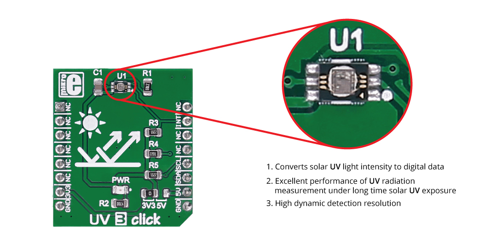 Détail du module UV3 Click MIKROE-2736