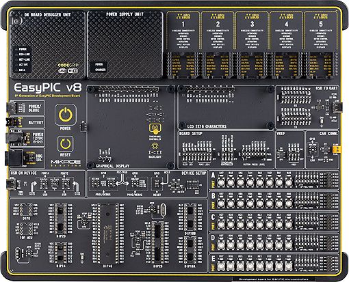 Détail de la platine EasyPIC8