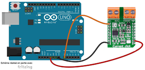 Schéma de câblage entre l'arduino et le module Click Board