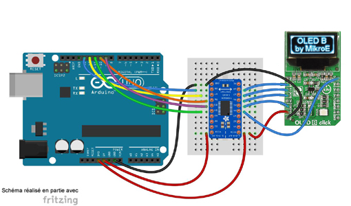 Schéma de câblage entre arduino et module Click Board