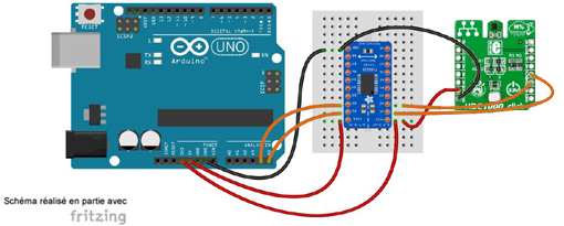 Schéma de câblage entre l'arduino et le module Click Board