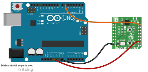 Schéma de câblage entre l'arduino et le module Click Board