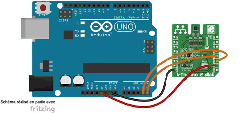 Schéma de câblage entre l'arduino et le module Click Board