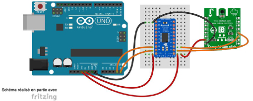 Schéma de câblage entre l'arduino et le module Click Board