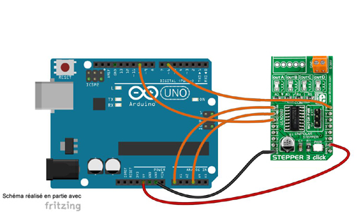 Schéma de câblage entre l'arduino et le module Click Board