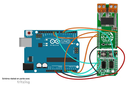 Schéma de câblage entre l'arduino et le module Click Board