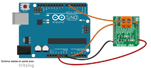 Schéma de câblage entre l'arduino et le module Click Board