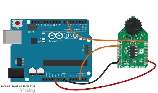 Schéma de câblage entre l'arduino et le module Click Board