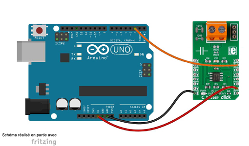 Schéma de câblage entre l'arduino et le module Click Board