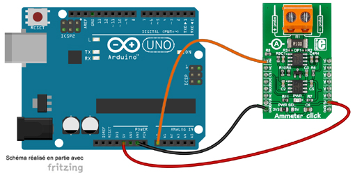 Schéma de câblage entre l'arduino et le module Click Board