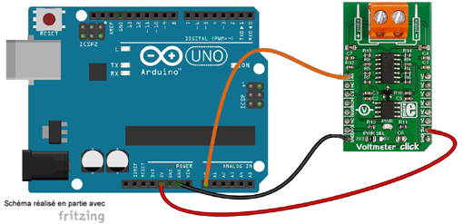 Schéma de câblage entre l'arduino et le module Click Board