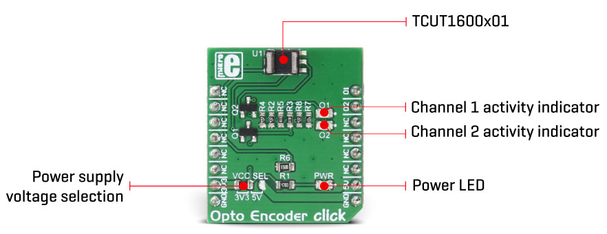 Détail du module MIKROE-2549 Opto Encoder Click