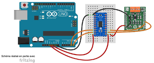 Schéma de câblage entre l'arduino et le module Click Board