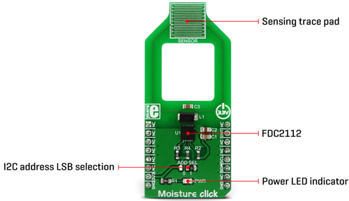 Détail du module Moisture click MIKROE-3084