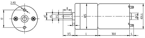 Dimensions du moteur 37025GM-12280