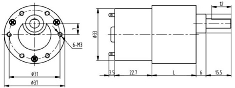 Dimensions du moteur 52037GM-12022