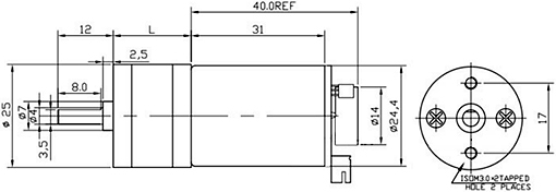 Dimensions du moteur E37025GM-061360