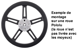 Exemple de montage du moyeu POL1996 sur une roue Pololu