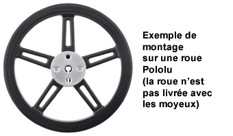 Exemple de montage du moyeu POL1997 sur une roue Pololu