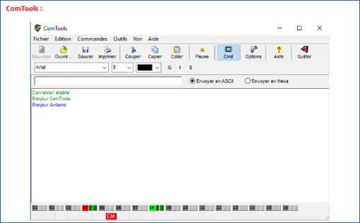 Essai avec un logiciel terminal de communication