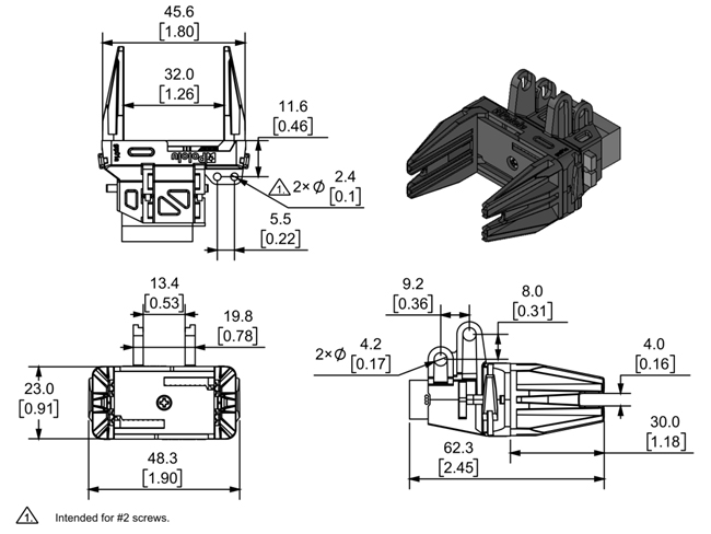 Dimensions de la pince Micro Gripper Kit Pololu 3551