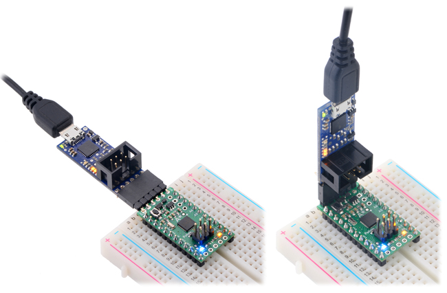 Exemple d'utilisation de la platine A-Star 328PB Micro avec le programmateur USB AVR v2.1 Pololu