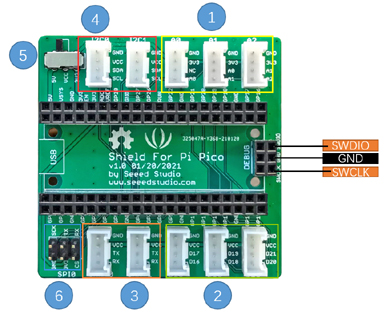 Détail de la platine Grove Shield pour Raspberry Pi Pico 103100142