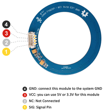 Face arrière du module Grove Anneau à 20 Leds RVB 104020128