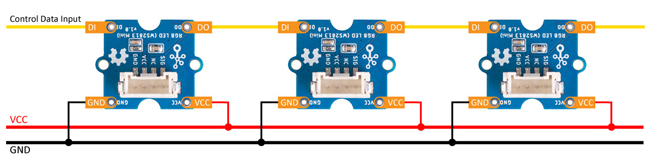 Montage de plusieurs module Grove Led RVB (WS2813 Mini) 104020169