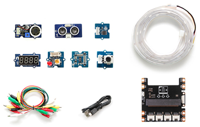 Détail du contenu du starter-kit Grove Inventor kit pour micro:bit