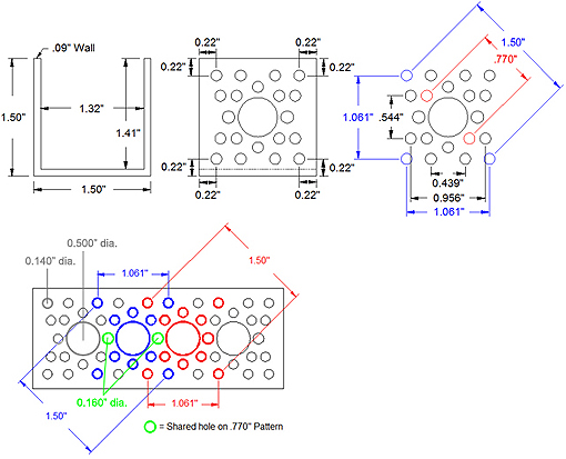 Dimensions des différents profilés compris dans le Bundle Channel Actobotics®