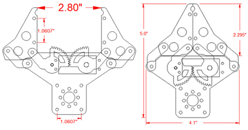 Dimensions de la pince robotique Parallel Gripper Kit A