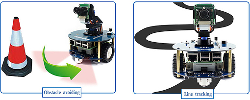 Exemple d'utilisation de la plateforme Alphabot 2 pour Raspberry Pi 3