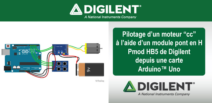 Pilotage moteur cc avec pont en H via Arduino™ Uno