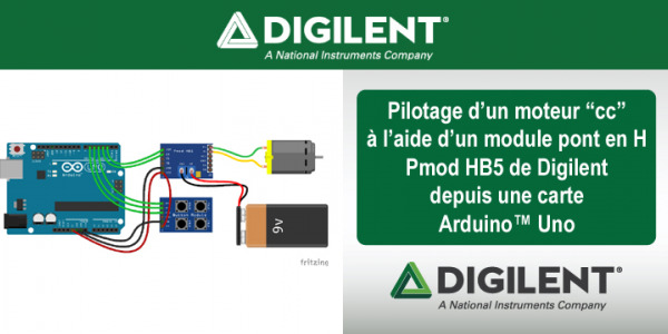 Pilotage d"un moteur cc à l'aide d'un module pont en H PmodHB5 via une carte Arduino™ Uno